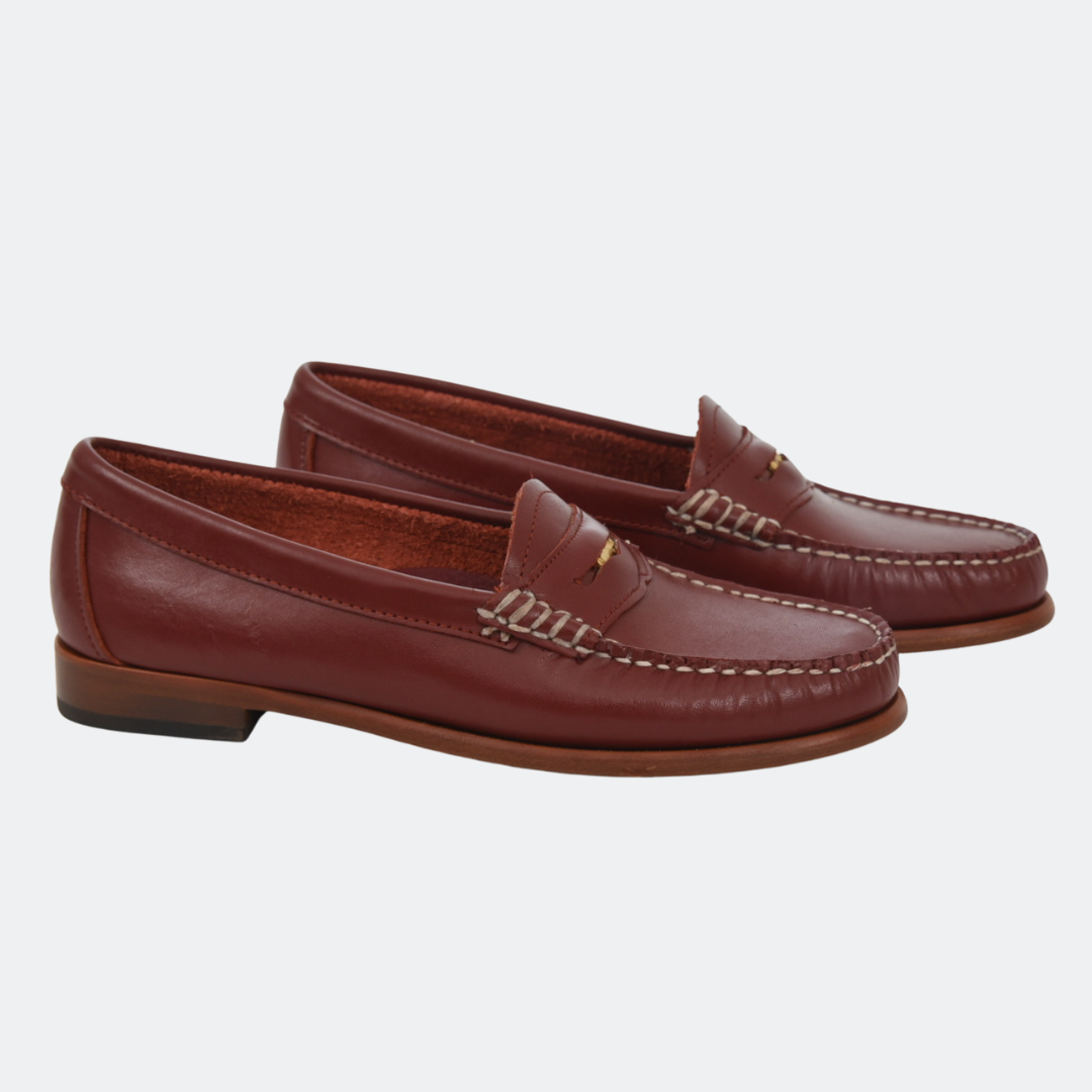 Penny Loafer en cuero liso Rojo Ambiance, vista lateral del par