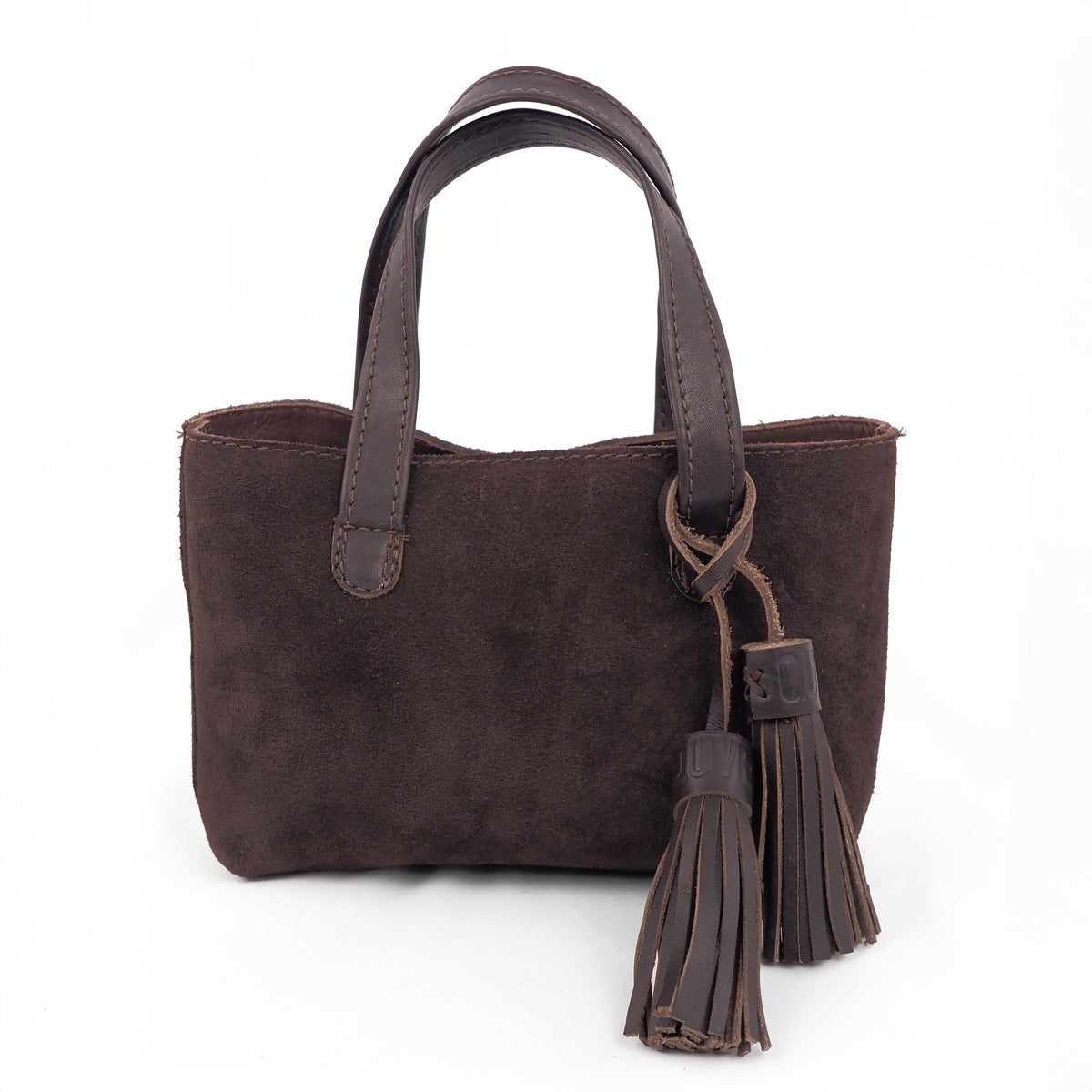 Mini Tote en gamuza Marrón, vista frontal