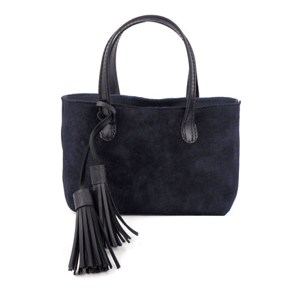 Mini Tote en gamuza Azul Marino, vista frontal