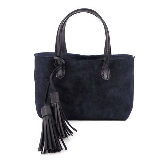 Mini Tote en gamuza Azul Marino, vista frontal