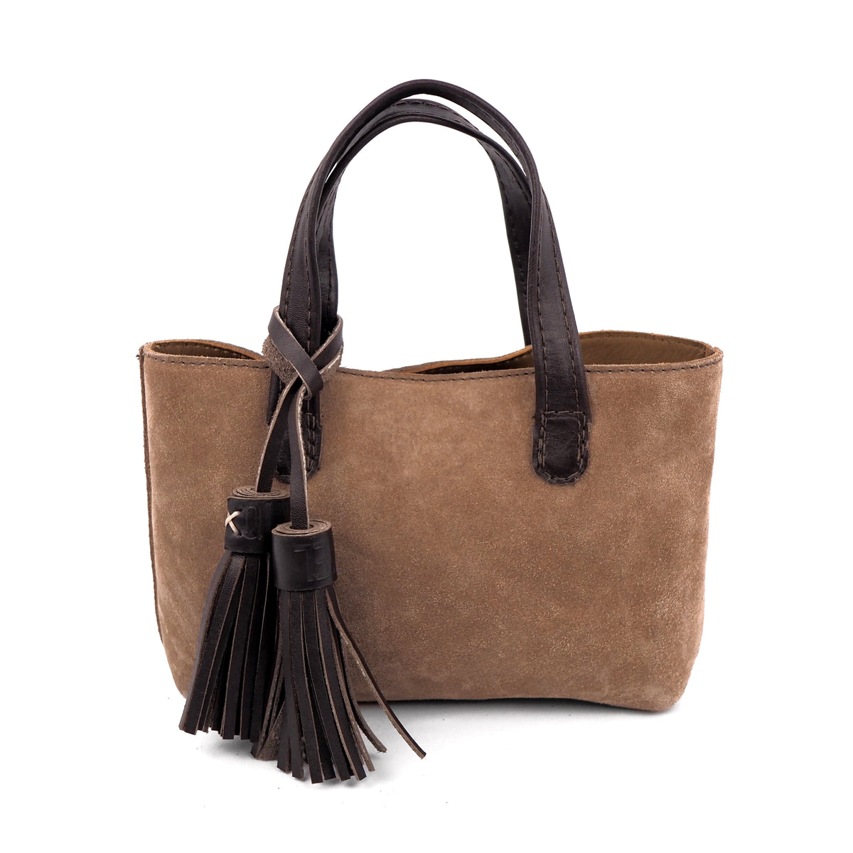 Mini Tote en gamuza Beige, vista frontal