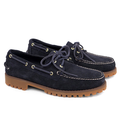 Navy Suede Lug Boat Shoe