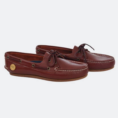 Thin Boat Shoe en cuero liso Rojo Ambiance, vista lateral del par