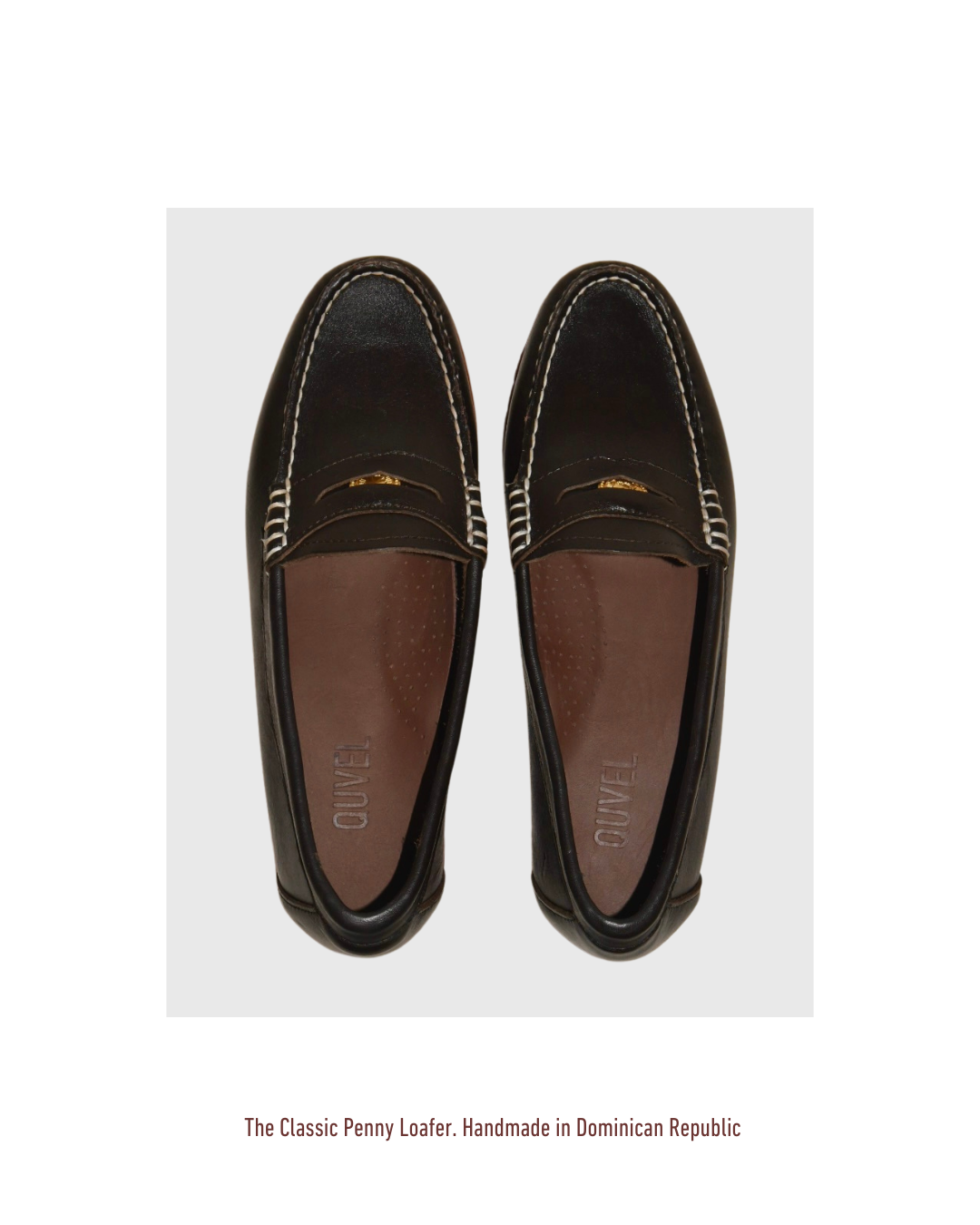 Penny Loafer en cuero liso Marrón Profundo, vista superior del par