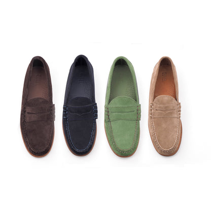 Penny Loafer en gamuza, todos los colores juntos